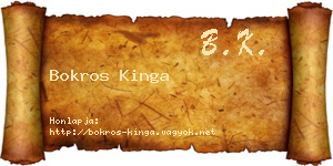 Bokros Kinga névjegykártya